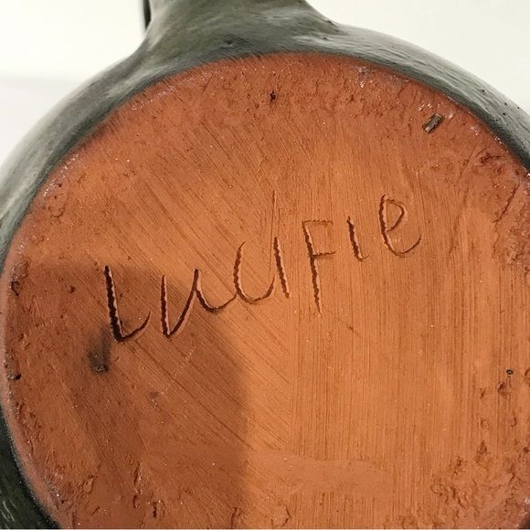 Vintage Artist Signed Red Clay Studio Art Pottery Coffee Cup Mug Green Matte - Picture 2 of 16